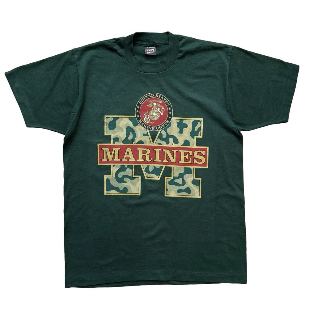 Vintage 90s United States Marine Corps T-Shirt Size L USMC Military Marines NWOT